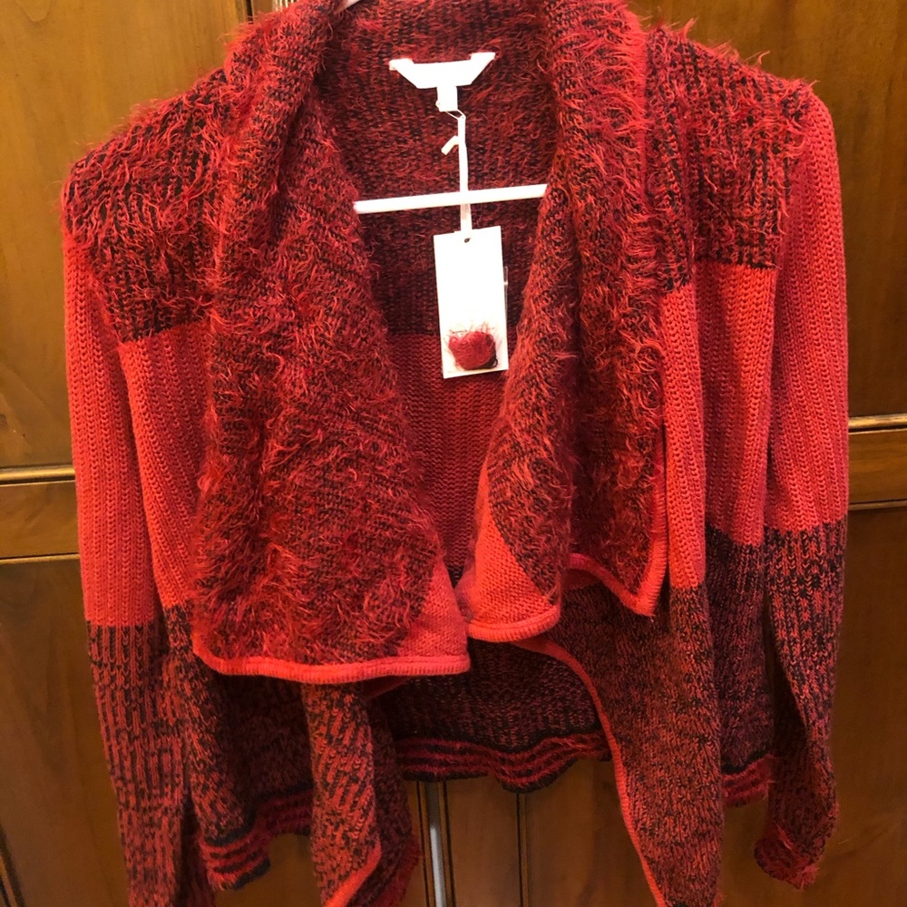 Red Candies fuzzy sweater! Size Large, cardigan